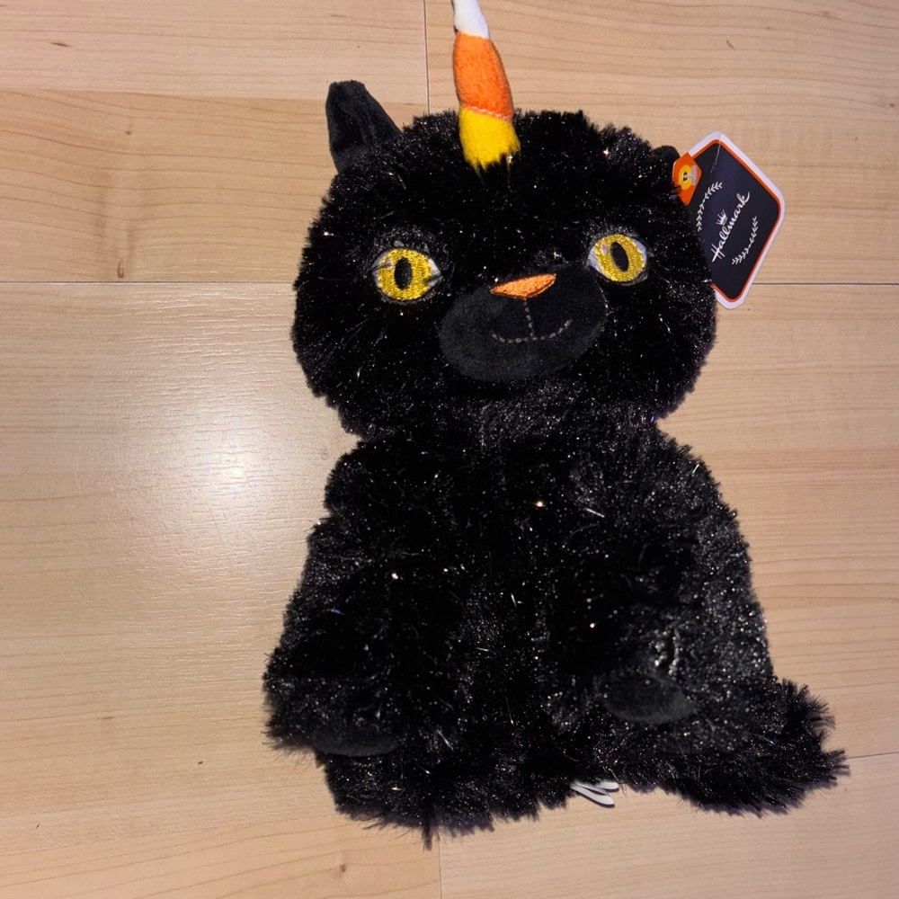 Hallmark Black Cat Halloween CATICORN Plush Stuffed Candy Corn 9" New With Tag